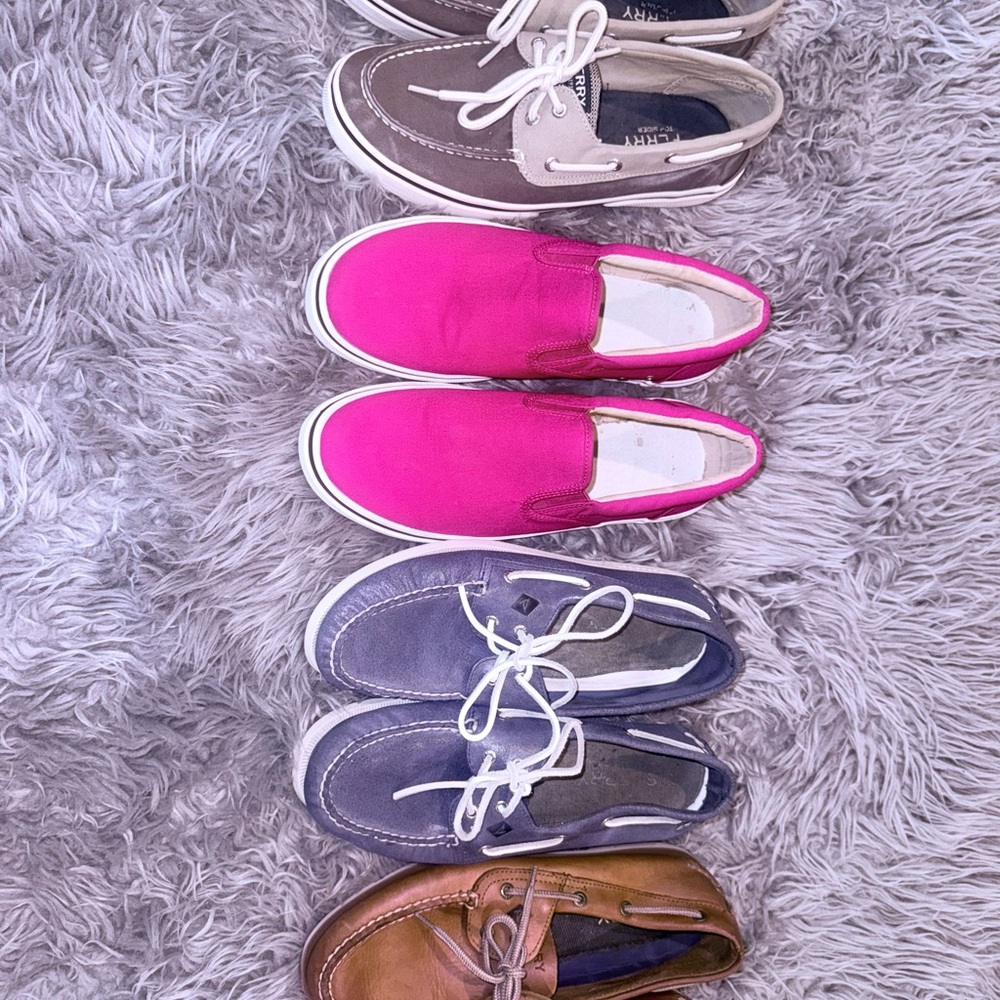 All 4 pair Like New Sperry Slip on boat shoes size 10